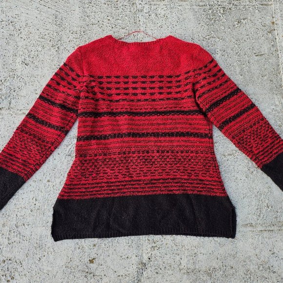 Karen Scott Women Sweater Red/Black Long Sleeve Crew Neck Pull Over Size XS - Picture 8 of 8